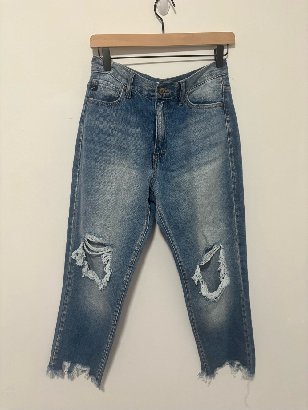 Kancan high waisted distressed light wash boyfriend jeans
